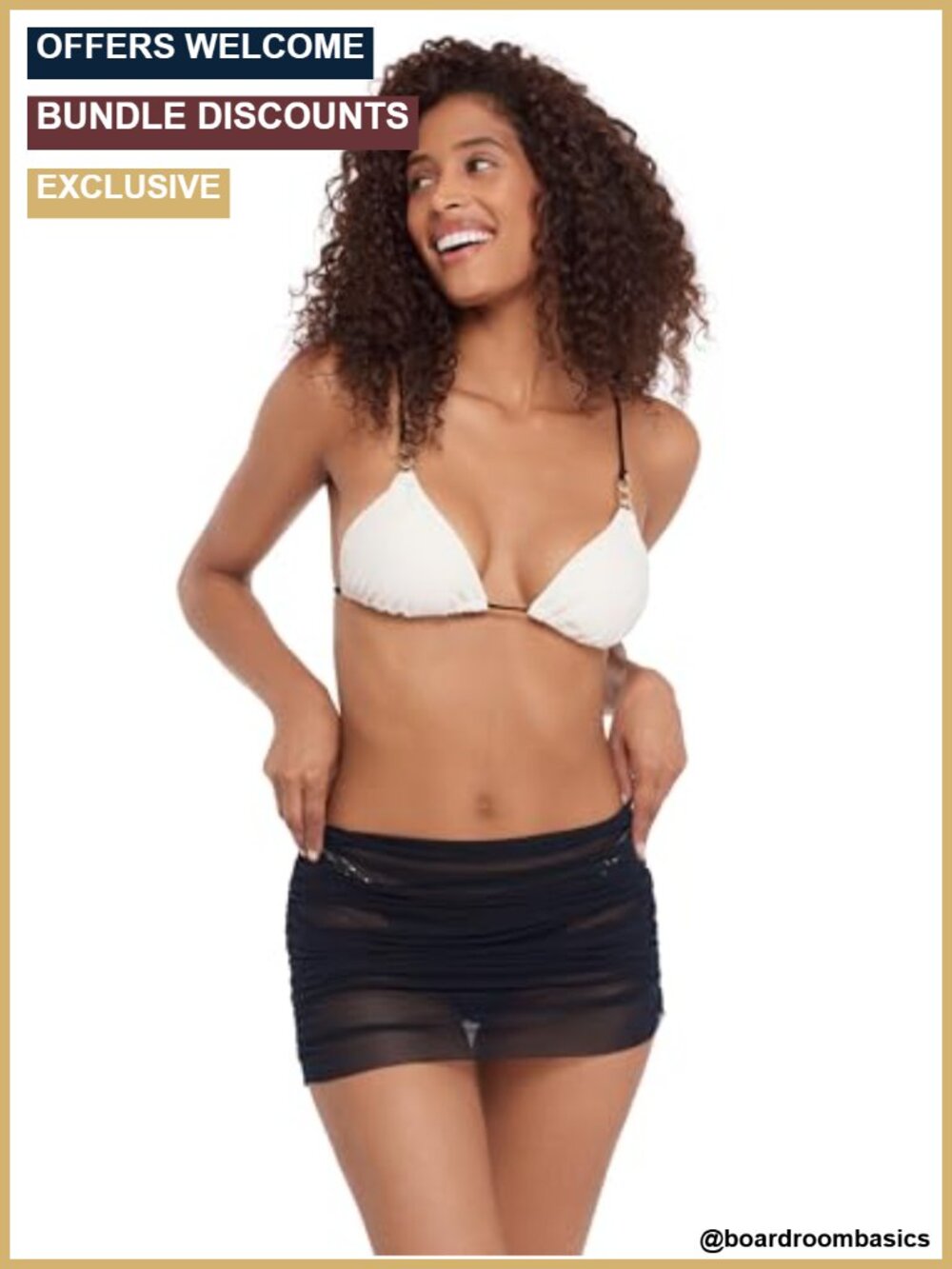 Women's Ruched Mesh Coverup Mini Skirt